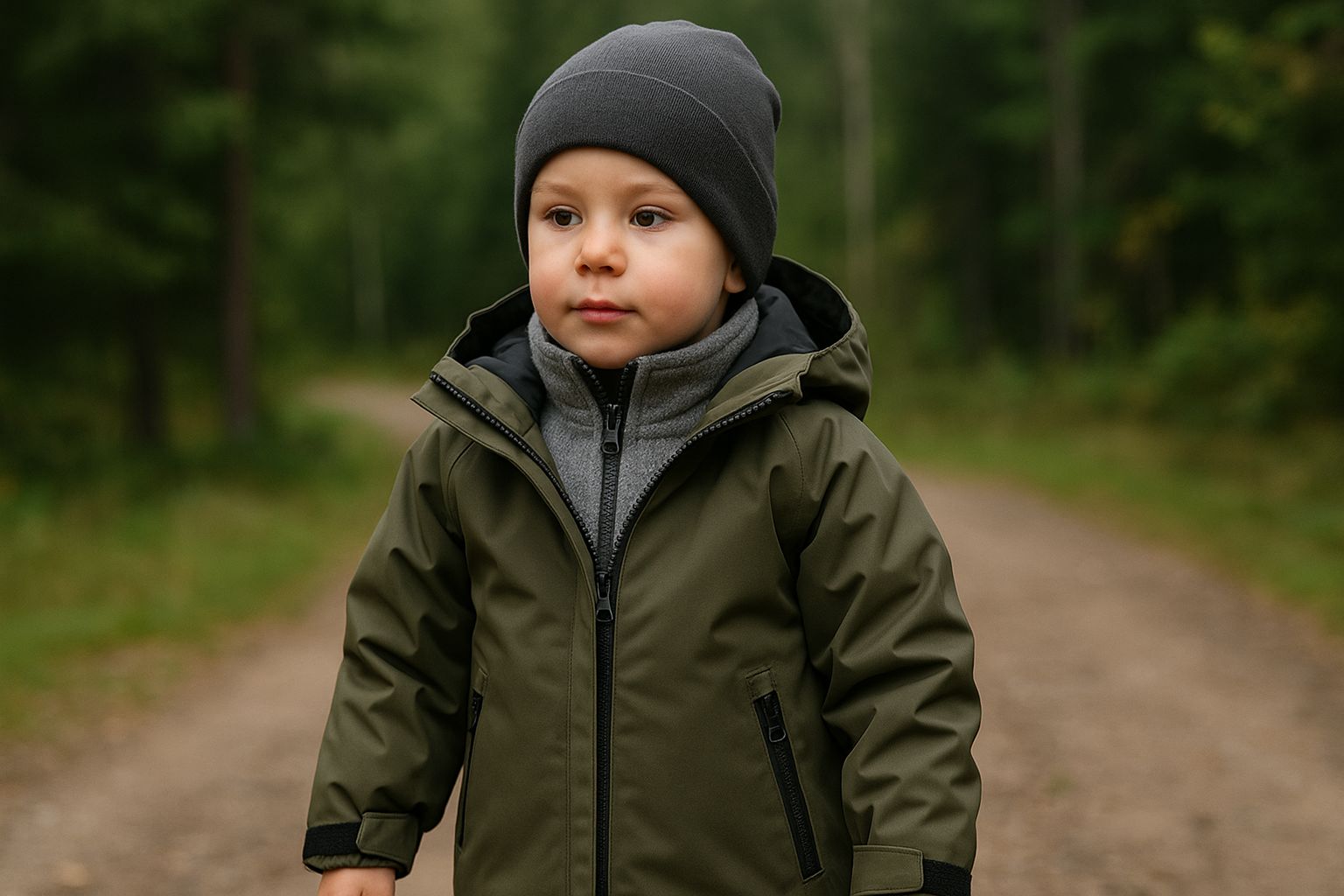 Barn i filt- och skaljackor redo för friluftsliv